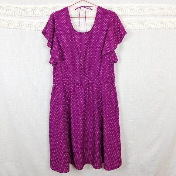 eShakti Custom Flutter Sleeve Dot Crepe Dress16-18 - Picture 5 of 8